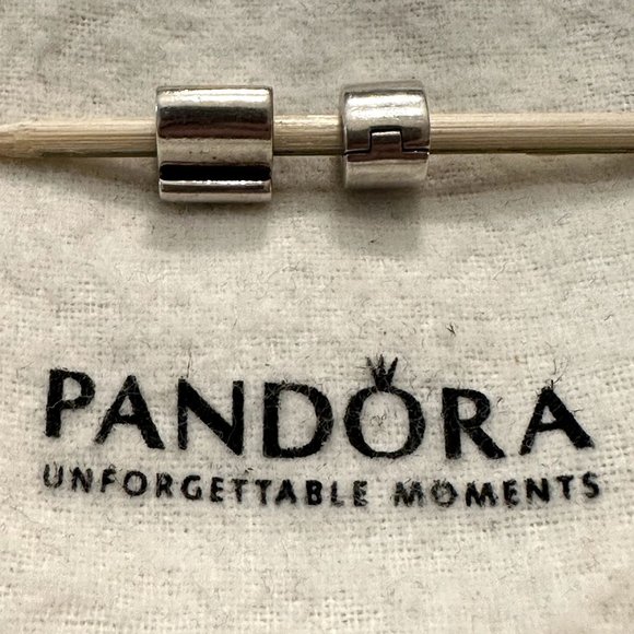 (2) Authentic Pandora Sterling Silver Best Friend Charm Bead & Clip 925 ALE #39 - Picture 5 of 12